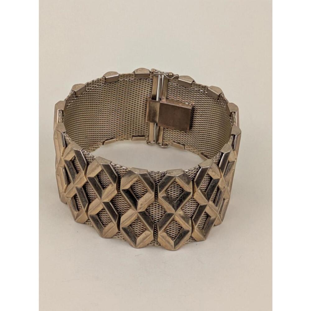 1940's geometric gold fill watch strap bracelet